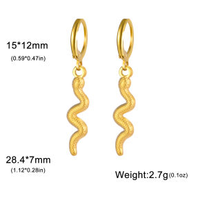 SKYRIM Womens Earrings Stainless Steel Serpentine Grid Pendant Elegant Jewelry