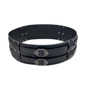 Nordic Faux Leather Armors Belt Vintage Embossed Wide Belt Men Cosplay Knight Corsets Belt Halloween Costume