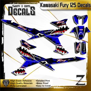 Kawasaki fury 125 Decals Stickers shark