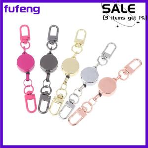 fufeng 21MM Anti-theft Metal Easy-to-pull Buckle Rope Retractable Key Holder Elastic Keychain Sporty Retractable Key Ring Nurse Parts