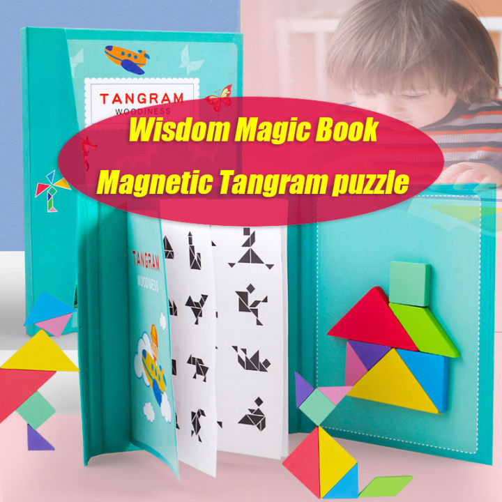 Colourful Magnetic Tangram jigsaw puzzle kids toys educational spelling ...