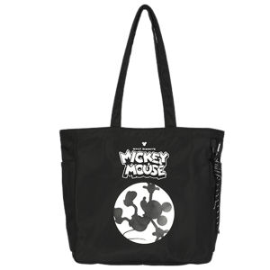 Disney Mickey Mouse Nylon White Tote Shoulder Bag Lightweight with Two Side Pocket Foldable for Girls and Women