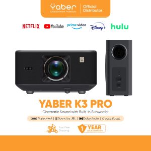 Yaber Entertainment Projector K3 Pro Auto Focus 1080P 1600 ANSI Lumens with JBL Sound Dolby Audio NFC Screen Cast and CoolSwift | Yaber PH