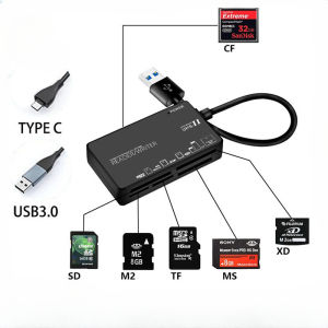 SD/XD/CF/TF/MS/M2 Card Reader All in One USB Port Extension USB Hub Memory Card Reader for Laptop PC