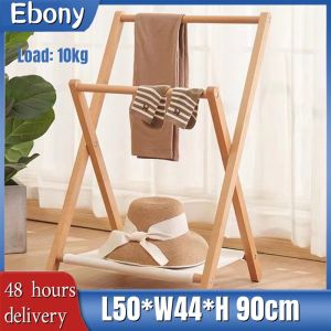 [SG SELLER LOCAL STOCK] Nordic Foldable Clothing Rack Drying Storage Laundry Shelf Japanese Solid Wood Multi-functional Hanger