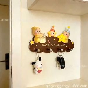 Tulip Home Furnishings Store Wall Key Holder No Drill Adhesive Hook Rack Puppy Design Entryway Door Organizer Storage Home Decor