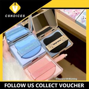 [Csndices] 100Sheets Oil Blotting Papers With Case And Makeup Puff Oil Absorbing Sheets Bamboo Charcoal Face Oil Blotting Sheets For Makeup