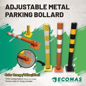 ADJUSTABLE METAL BOLLARD (ROUNDED) COLLASPSIBLE METAL POLE / PARKING BOLLARD