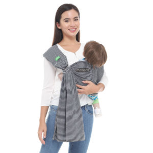 (FREE BIB MINKY x COTTON PRINT) Malilkids Gendongan Bayi Ring Sling Kaos Gasing Stripe
