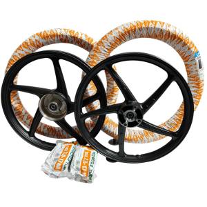 ชุดล้อแม็กพร้อมยางครบชุด แม็ก 6 ก้าน ใส่ wave110i 125i ปลาวาฬทุกรุ่น กว้างขนาด 17 นิ้ว หน้าดิสหลังดั้ม พร้อมยางนอก+ยางใน 1 คู่ **รุ่นมีสายไมล์ มีหลายสีให้เลือก