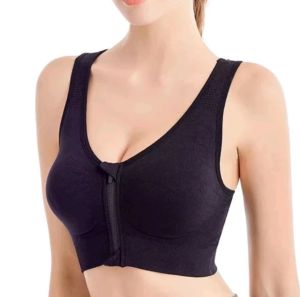 Plus Size 2pcs Front Zipper Shockproof Sports Paded Push Up Breathable Bra Women Vest Wireless Cotton Running Yoga Fitness Gym Workout Seamless Underwear Top Ladies S-XL