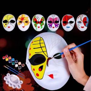 DIY White Plain Paper Full Face Mask Halloween Opera Masquerade Children Painting Jabbawockeez Masks
