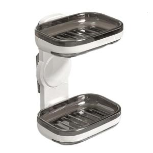 Bathroom Soap Dish Wall Mount Organizers Single/Double Storage Layer Strong Adhesive Backing Renters Friendly Design