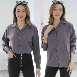 เสื้อเชิ้ตคอปก แขนยาว  ฝากระเป๋าคู่ ผ้าไหมอิตาลี นุ่ม พริ้ว ใส่สบาย ❤️รูปสินค้าจริง❤️เชิ้ตมินิมอล เสื้อใส่ทำงาน ครบไซด์