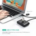 UGREEN ตัวเพิ่มช่อง USB 3.0 Hub 4 ช่อง 2 in 1 with Type C OTG, USB HUB OTG USB C รุ่น 40850 สำหรับ MacBook, iMac, Surface, Lenovo Yoga, Samsung Galaxy S9/+,S10/+ Note8, Note9, Huawei P20, P30, Mate10, Mate20 (สีดำ). 