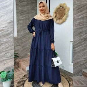 Gamis Aryani Wolfis Susun Serut Depan | Dress Remaja Susun Basic | Dress Dayli Polos Serut Susun Wolfis Premium