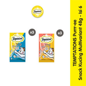 Snack Kucing TEMPTATIONS - Camilan Kucing Creamy Purrrr-ée (6-Pack) 48g.
