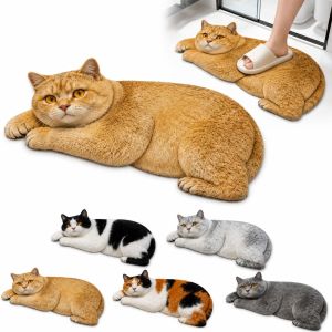 HEFEI Diatomaceous Earth 3D Cat Floor Mat Realistic 40×60CM 50×80CM Bathroom Carpet Cute Washable Bedroom Door Rug Home Decor