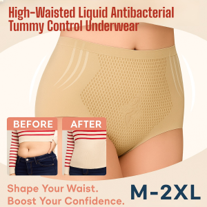 High-Waisted Antibacterial Tummy Control Underwear Ultra-thin Pure Cotton Shaping Underwear Plus Size 40-90KG