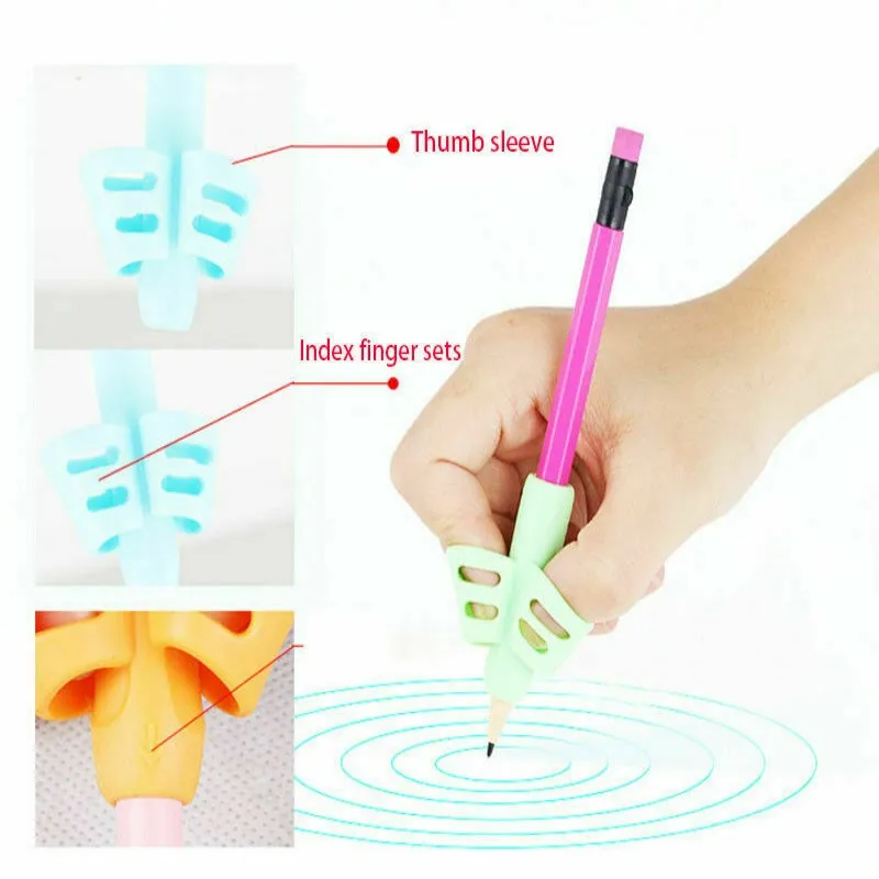 3Pcs Children Writing Pencil Pen Holder Kids Learning Practise Silicone Pen  Aid Grip Posture Correction Device for Students Tool