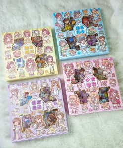 Stiker Anak Aesthetic Mochi Model Kartun Korea Anti Air 1 Box Isi 100 Lembar Gambar Tempel Warna 2D Lucu Stiker Viral Cewek Cowok Anak Sekolah Cantik Anime Binatang Buah Pohon Game