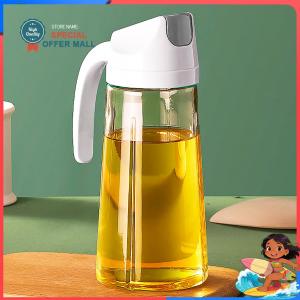 【Special Offer】Non Drip Glass Oil Dispenser Bottle Automatic Flip Lid Leak Proof Oil Pot Large Capacity for Kitchen Cooking Oil Soy Sauce Vinegar Heat Resistant BPA Free Oil Canister with Anti Slip Handle