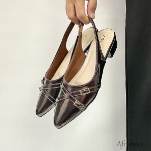 Gav - Carla Sepatu Heels /Pesta Mules Wanita Coklat Mahogany/Burgundy Tinggi 3cm