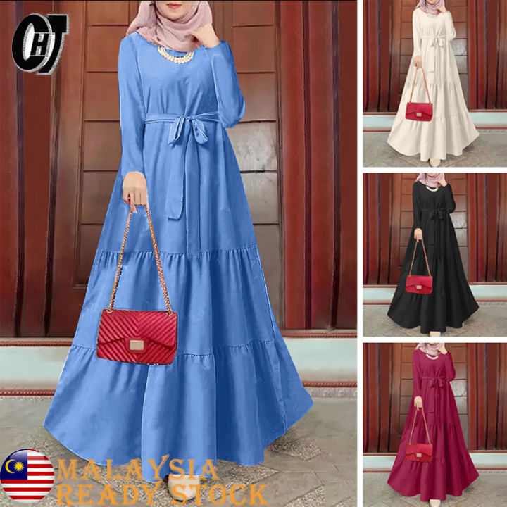 Abaya dress Muslimah Jubah Plain Kaftan Long Dress Women Muslim Baju