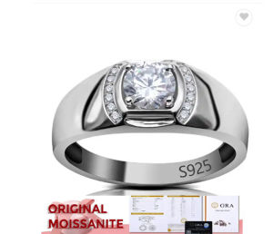 Cincin Original Moissanite Diamond 1 crt 6.5mmAsli Perak 925 Memo GRA