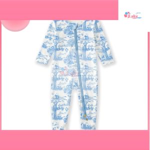 Bamboo Zip-Up Sleep Suit / Romper Bottom-Up Zipper Eczema-Friendly & Breathable 0-24M