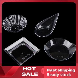 🚚【Local Express Delivery】🚚 10Pcs Transparent Mini Appetizer Plates Ice Cream Cup Plastic Fruit Candy Cake Jelly Yogurt Mousse Dessert Container Pastry Tool
