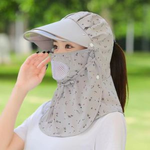 Women UV Protector Cap Sun Hat with Face Breathable Big Brim Outdoor Neck Flap Outdoor Working