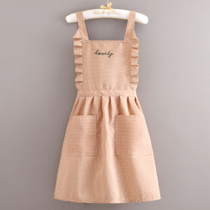 Kitchen Canvas Apron Womens anti-stain breathable and wear-resistant fashion Korean apron overalls