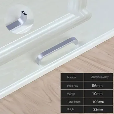 Aluminum Alloy Door Cabinet Straight Handle Silver 64mm/96mm/128mm Door Knobs Furniture Hardware Durable Furniture Handle Kitchen