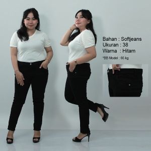 Plain black pekat long pants jeans celana panjang stretch ngaret karet bagus mantap melar murah gaya / softjeans orisinil cewek 35-38 / celana wanita kekinian / celana casual / celana jeans / celana jins stret / celana panjang wanita
