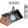Chậu rửa bát 1 hố inox 304 cỡ lớn, bồn rửa chén bát 1 hộc, vòi rút thác nước xả ngang đa năng, giá rẻ kích thước 75x46cm. 