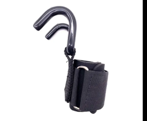 2pcs Pull Up Assistance Adjustable Strong Steel Hook Grip Straps Weight Lifting Strength gym Fitness Black Wrist Support