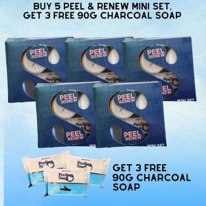 Buy 5 Peel & Renew Mini Set + Get 3 Free 90g Charcoal Soap