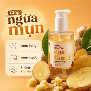 [COMBO 3 CHAI] Sữa Tắm Gừng Ngừa Mụn Lưng Cậu Gừng SIS&BRO 200mlcó Niacinamide và Kẽm PCA