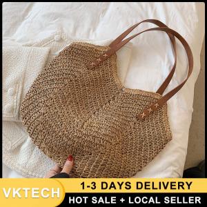 Women Beach Vacation Travel Tote Fashion Female Straw Handbag Large Capacity Classical Shoulder Bag Solid Color Casual Pack Travel Beach