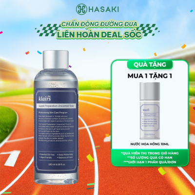 [MUA LÀ CÓ QUÀ] Nước Hoa Hồng Không Mùi Dành Cho Da Nhạy Cảm Klairs Supple Preparation Unscented Toner 180ml  Hasaki Sản Phẩm Chính Hãng