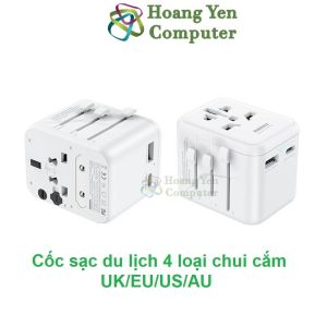 Cốc Sạc Du Lịch Remax RP-U23 12W - Chui Cắm UK/EU/US/AUS - BH 1 Năm - Hoàng Yến Computer