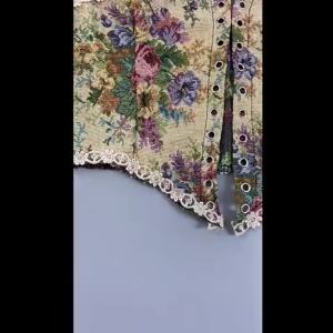 324Women Summer Retro Corset Flower Print Spaghetti Strap Low-Cut Sleeveless Bandage Crop Tops for Girls Camis