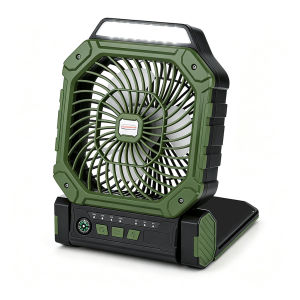 Portable Solar Camping Fan Rechargeable Tent Fan with LED Light USB Type C 4 Speeds 3 Brightness Levels Outdoor Survival Gear For Outdoor Travel Survival Fishing