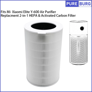 PUREBURG® - Xiaomi / Mi Elite Y600 Air Purifier Filter Pengganti Dengan Karbon Aktif & HEPA 2in1