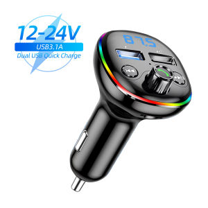 KEBETEME 12-24V Car Charger Wireless Bluetooth FM Transmitter Dual USB PD Fast Charger Handsfree Car MP3 Player Support TF card