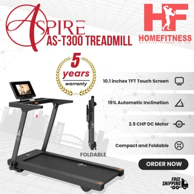 Aspire AS-T300 Treadmill w 5 Years Warranty Touch Screen Console / 2.5 CHP DC Motor/ 15% Inclination/ 15 Program)