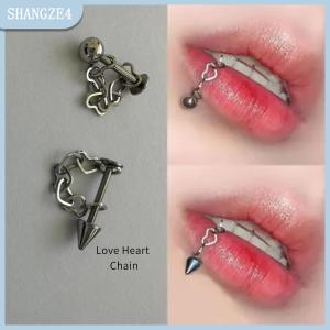 【SHANGZE4】 16G Tình Yêu Trái Tim Chuỗi Lip Stud Thép Không Gỉ Thời Trang Đơn Giản Có Thể Tháo Rời Sụn Stud Bông Tai Đồ Trang Sức Cơ Thể Cho Hàng Ngày Mặc Quà Tặng
