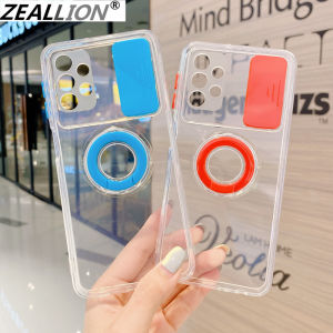 Zeallion Camera Protection Ring Holder Phone Case For Shockproof Bumper Clear Back Cover [Samsung Galaxy M51 A21S S21 S30 Plus Ultra A12 A32 A51 5G A01 Core]