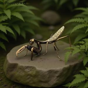 WP💓💛💖 Copper Mantis Miniature Ornament Vintage Flower Pot Decoration Decorative Craft Accessories Tea Pet Antique